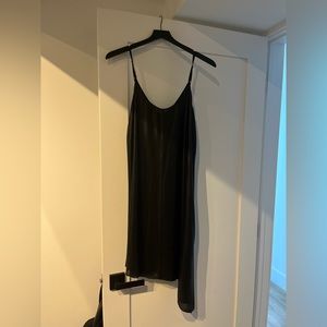 ATM Asymmetrical black slip dress